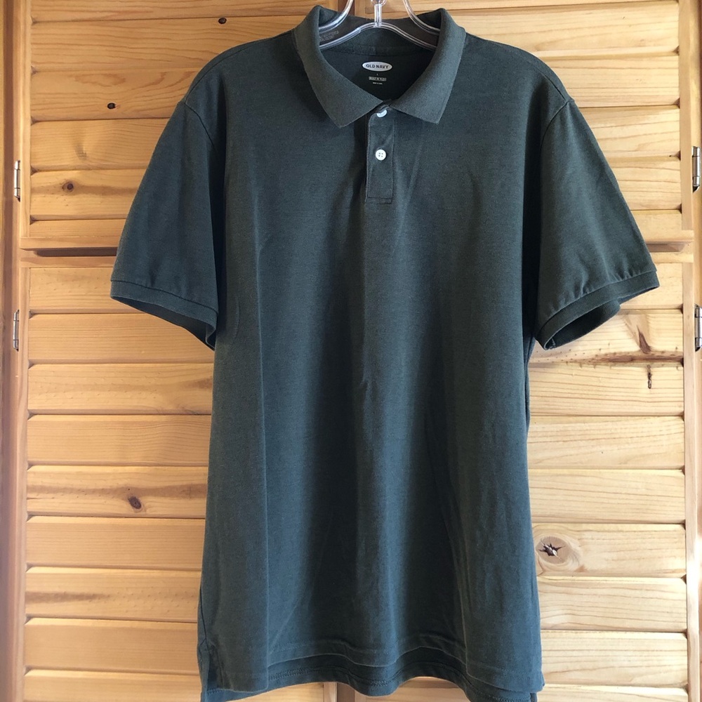 OLD NAVY MEN’S SHORT SLEEVED POLO SHIRT, OLIVE GROVE, SIZE L